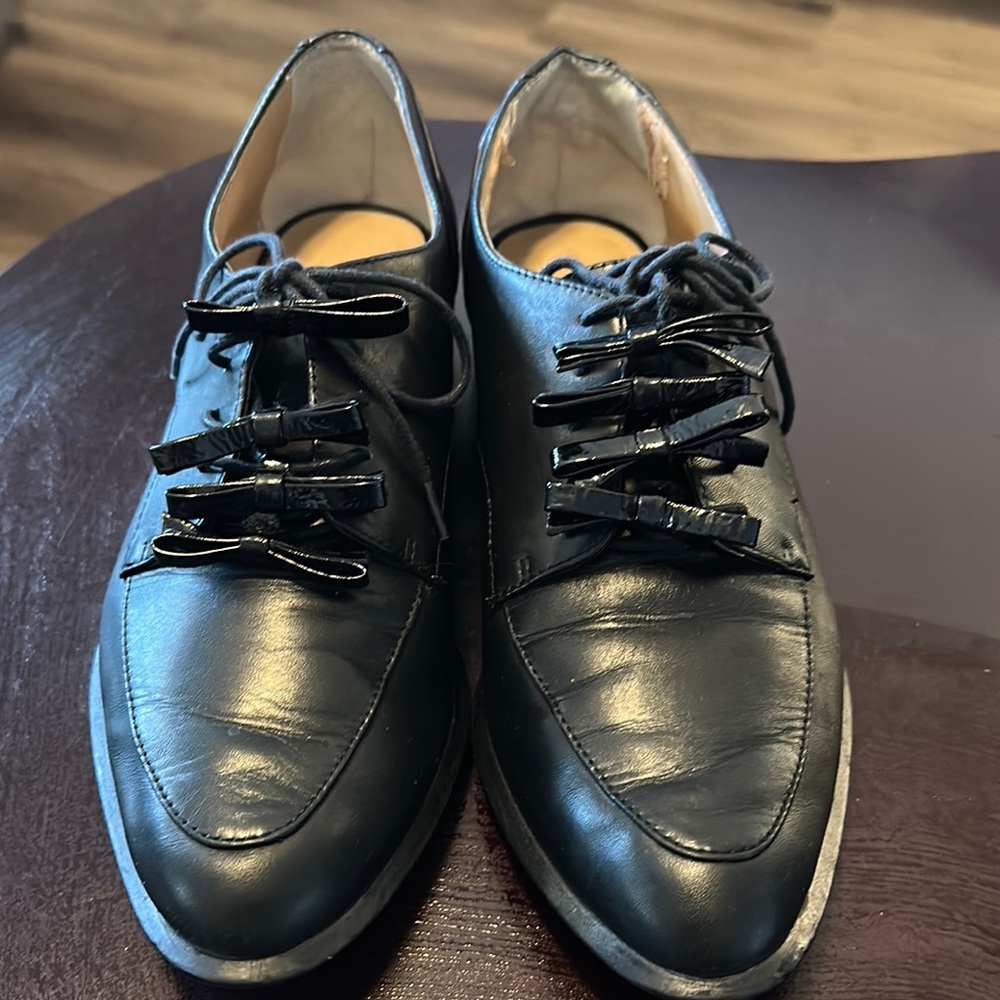 Banana Republic Black Oxford Shoes Sleek Leather Design - Picture 6 of 13